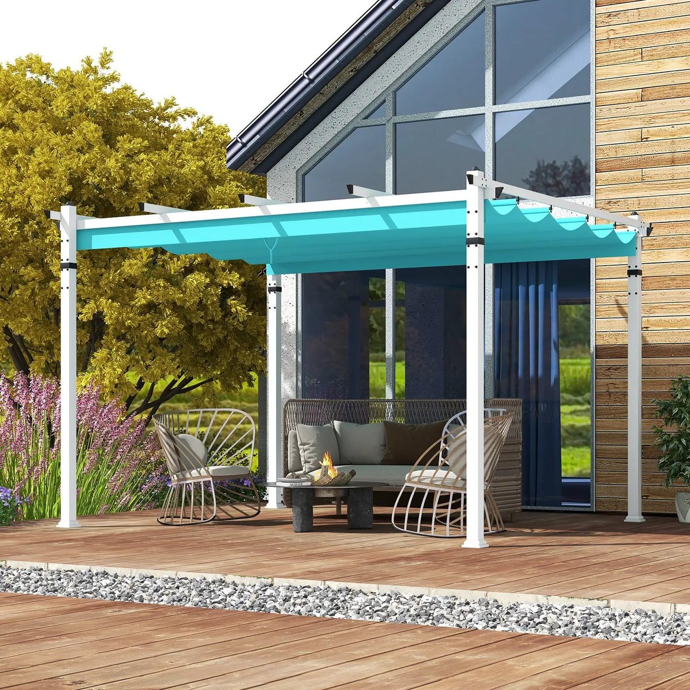 Outdoor Pergola with Retractable Canopy and Aluminum Frame by DirectDeals