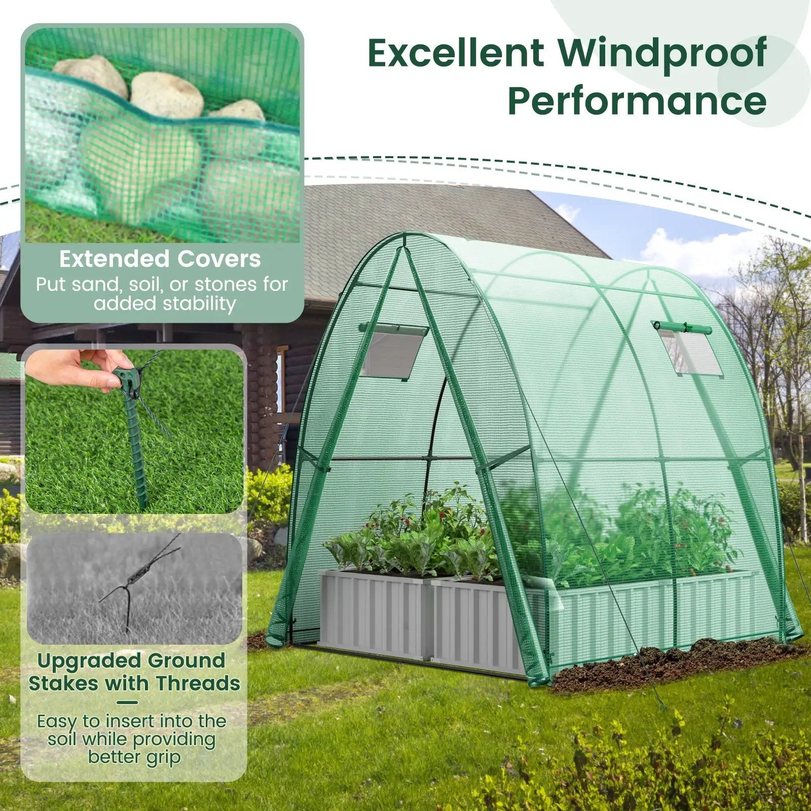 6 x 6 x 6.6 FT Outdoor Wall-in Tunnel Greenhouse by DirectDeals