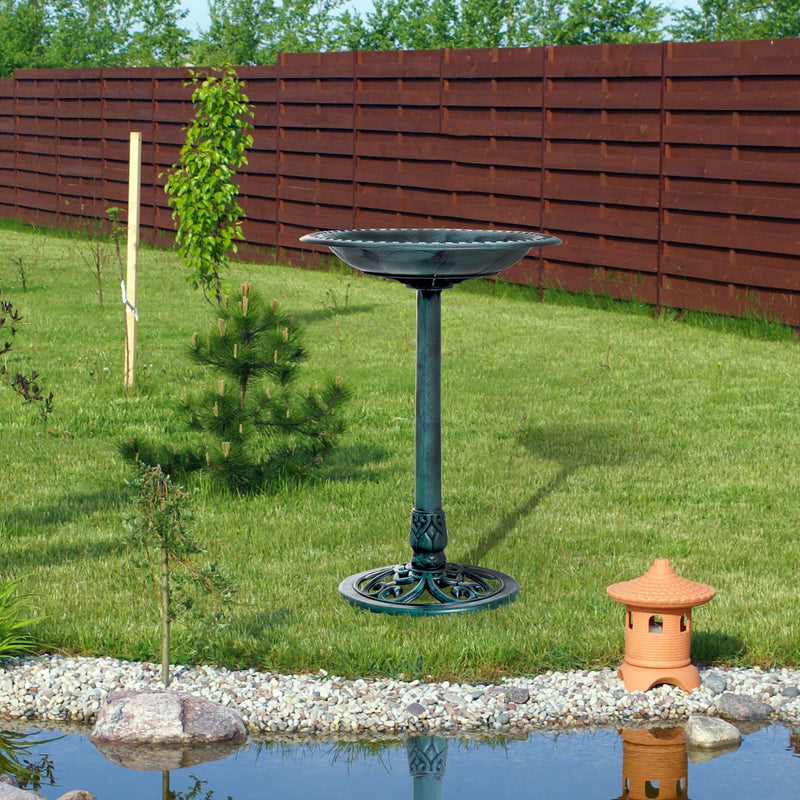 Resin Bird Bath Green Verdigris Pedestal 27 Inch, photo 2 of 11