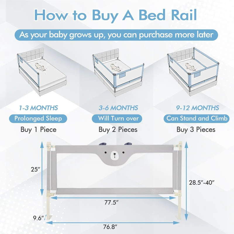 Vertical Lifting Baby Bed Rail with Double Safety Lock by DirectDeals