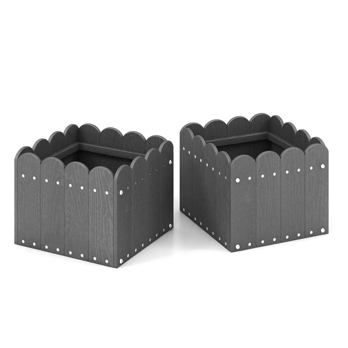 2 Pack Square Planter Box with Drainage Gaps for for Front Porch Garden Balcony by DirectDeals