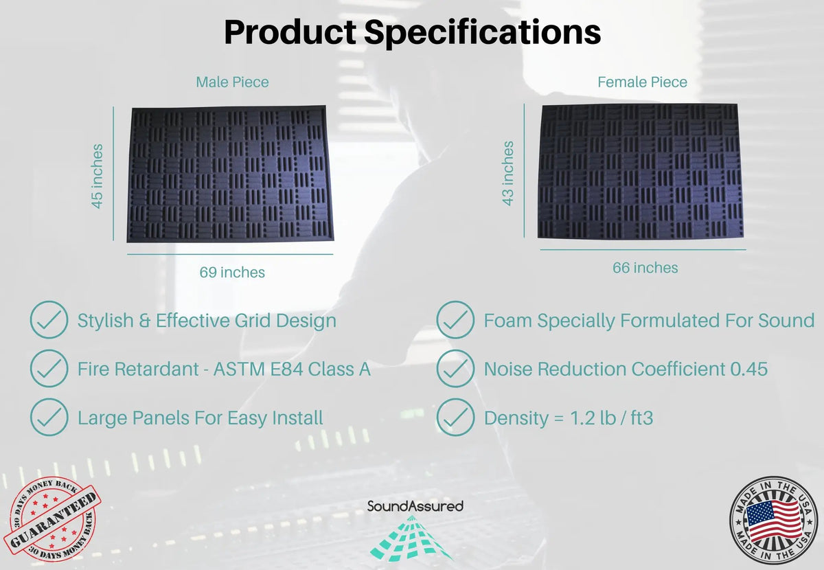 Grid Style Acoustic Foam Panels - Acoustic Foam Room Kits by SoundAssured