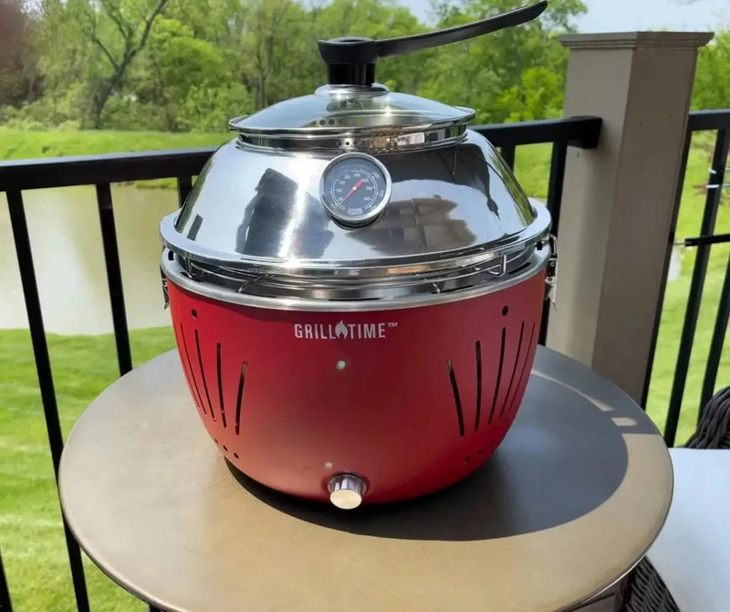 Grill Time Tailgater GTX Portable Charcoal Grill with Glass Hood Perfect for Camping Accessories by Outdoor Solar Outlet