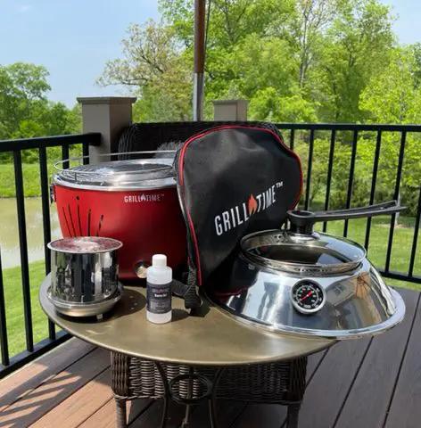 Grill Time Tailgater GTX Portable Charcoal Grill with Glass Hood Perfect for Camping Accessories by Outdoor Solar Outlet