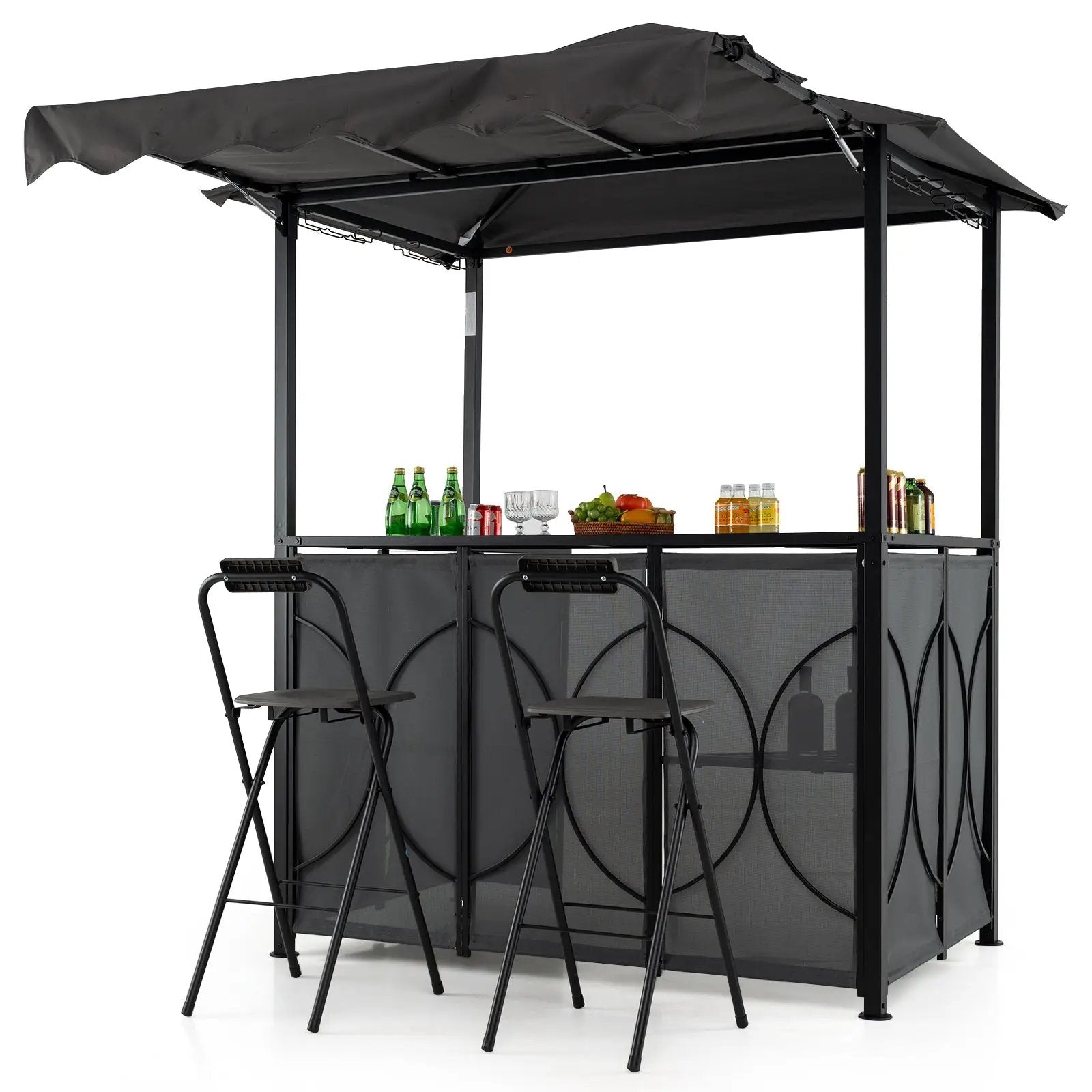 Grill Gazebo with Awning 3-Piece Outdoor BBQ Canopy Double-Tier Soft Top Barbecue Shelter by DirectDeals