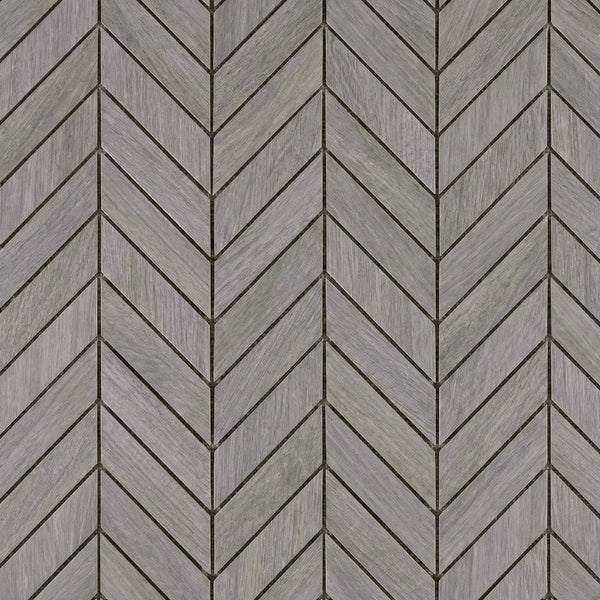 Gris Ardoise Matte Chevron Wood Look Porcelain Mosaics 17x7 3/4