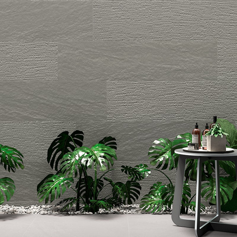 Gris Claro Struttura Cesello Subway Slate Look Porcelain Tiles 4x12 Porcelain Struttura Cesello 4x12 Tiles — 2