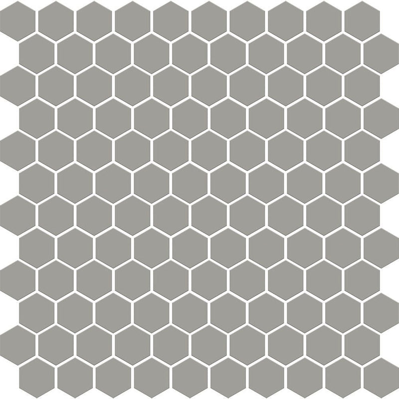 Gris Fonce Matte Hexagon Ceramic Mosaics 12x12 Ceramic Matte 12x12 Mosaics