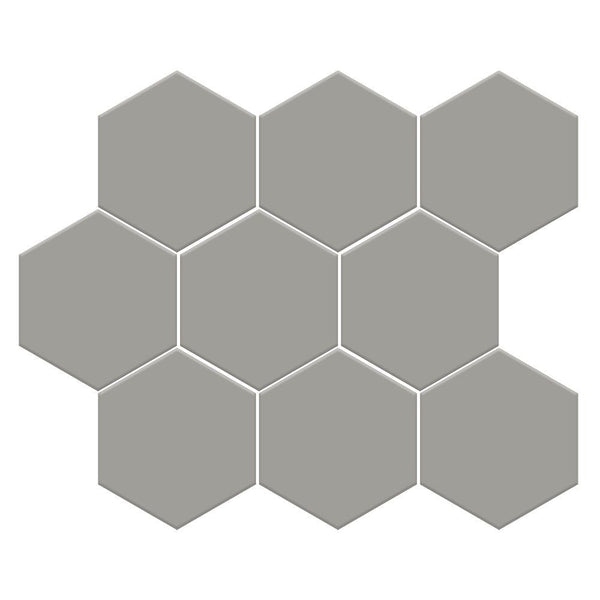 Gris Fonce Matte Midi Hexagon Ceramic Mosaics 8x10