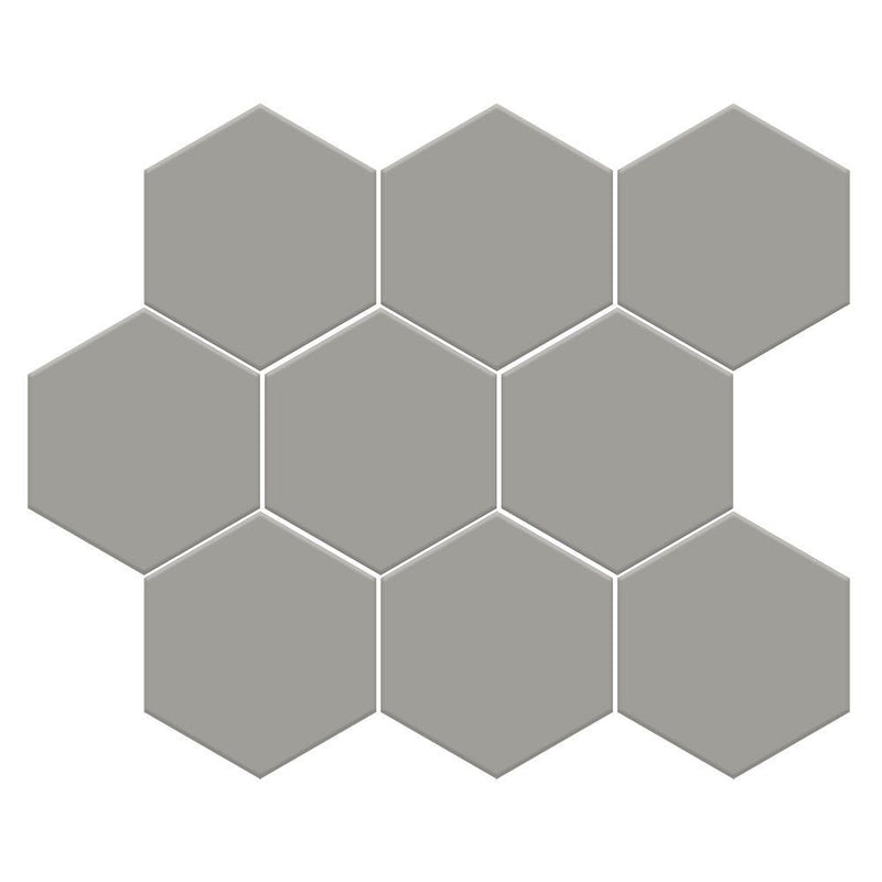 Gris Fonce Matte Midi Hexagon Ceramic Mosaics 8x10 Ceramic Matte 8x16 Mosaics