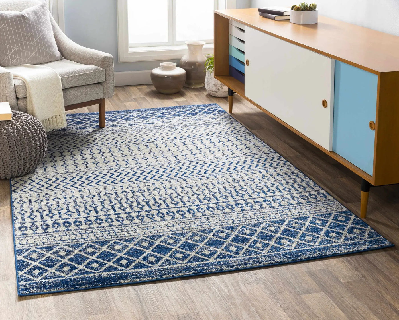 Constantin Blue Area Rug - Clearance by Boutique Rugs