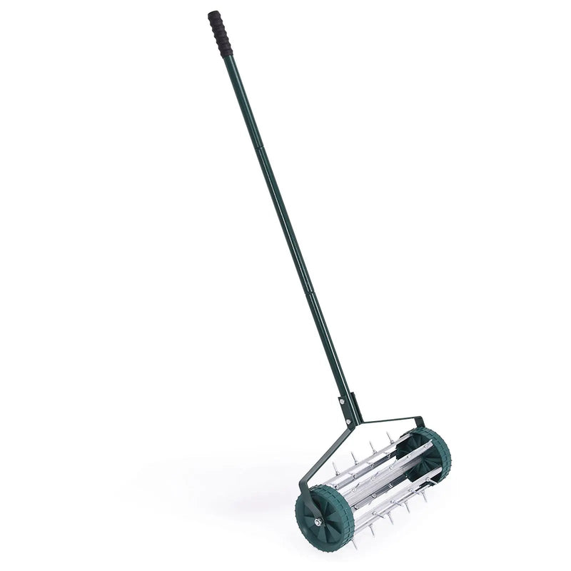 18 Inch Rolling Lawn Aerator with Anti-slip Handle and Tine Spikes by DirectDeals