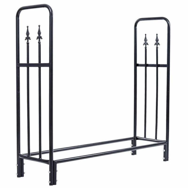 4 Feet Outdoor Heavy Duty Steel Firewood Wood Storage Rack by DirectDeals
