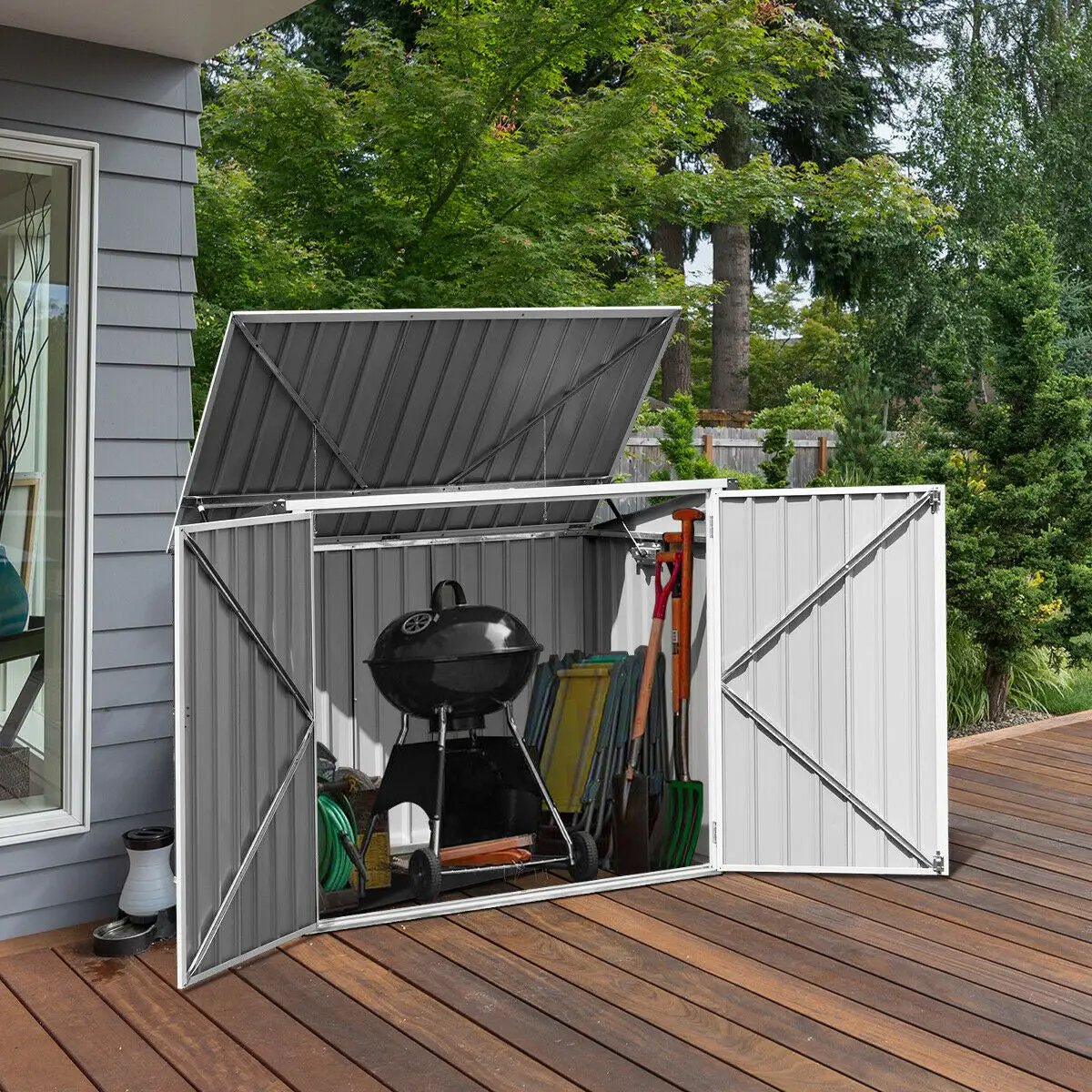 Horizontal Storage Shed 68 Cubic Feet for Garbage Cans by DirectDeals