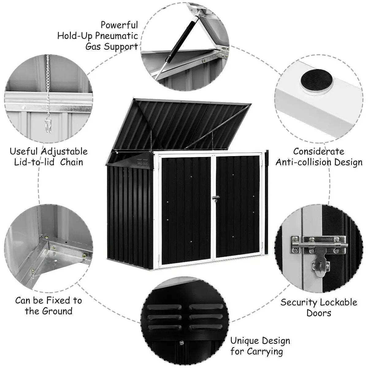 Horizontal Storage Shed 68 Cubic Feet for Garbage Cans by DirectDeals