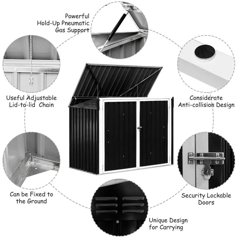 Horizontal Storage Shed 68 Cubic Feet for Garbage Cans by DirectDeals