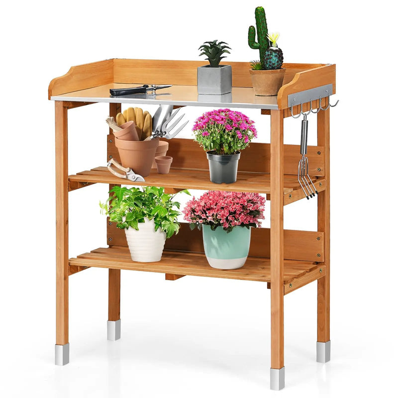 Garden Wooden Potting Bench Work Station with Hook by DirectDeals