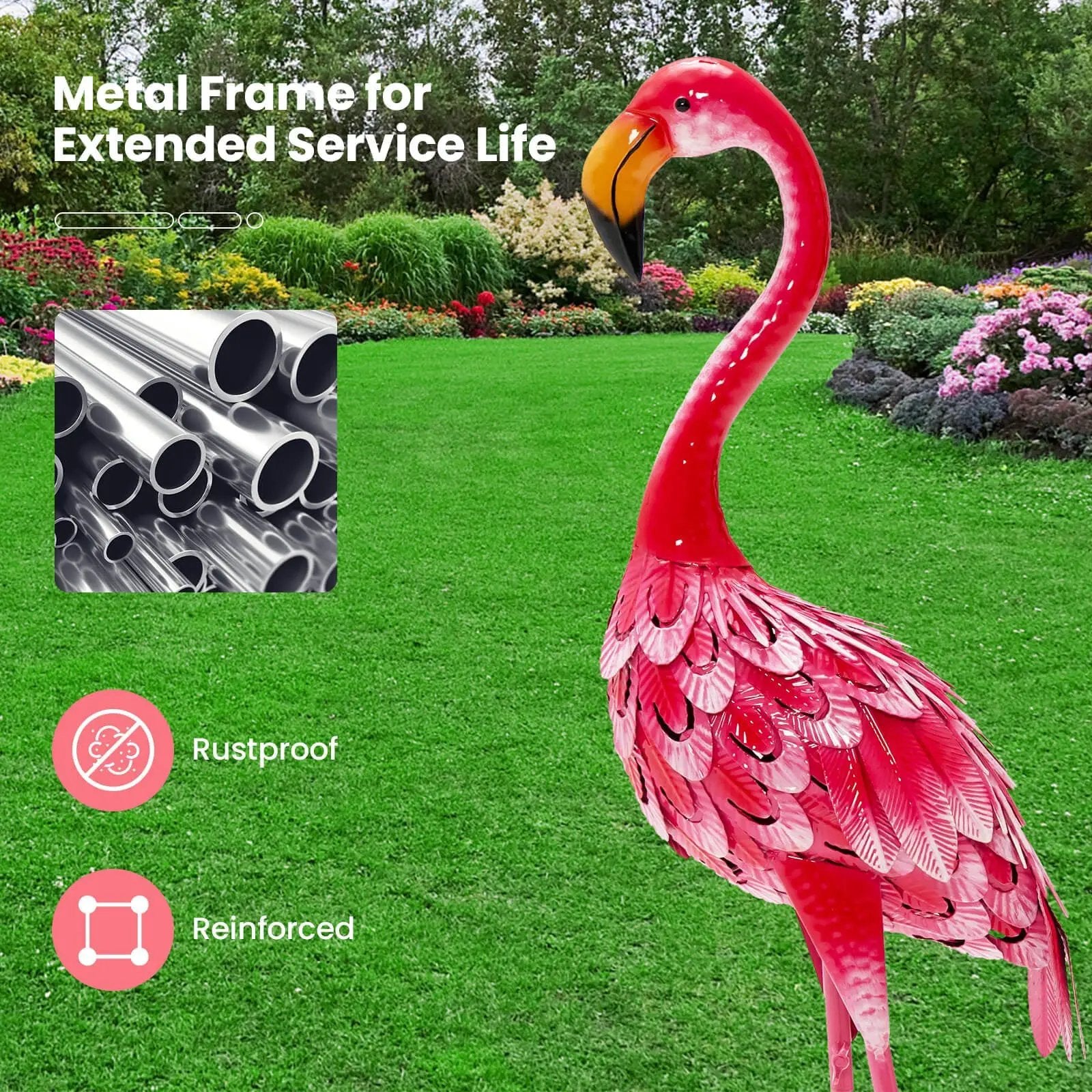 2-Piece Flamingo Garden Statue Set by DirectDeals