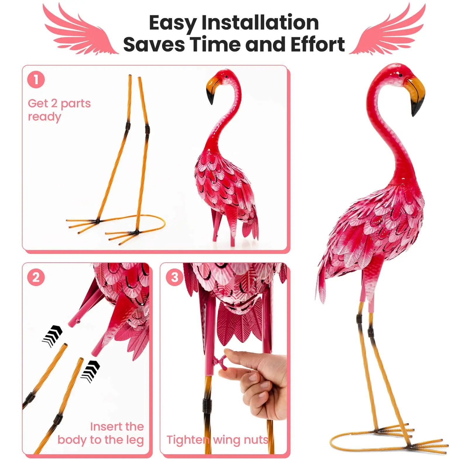 2-Piece Flamingo Garden Statue Set by DirectDeals