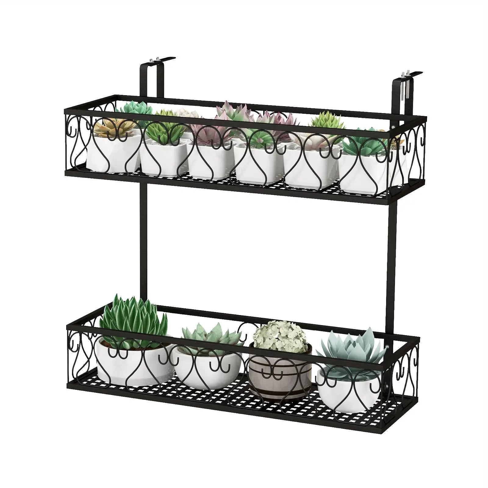 Flower Pot Holder with Adjustable Hooks and 2 Planter Baskets by DirectDeals