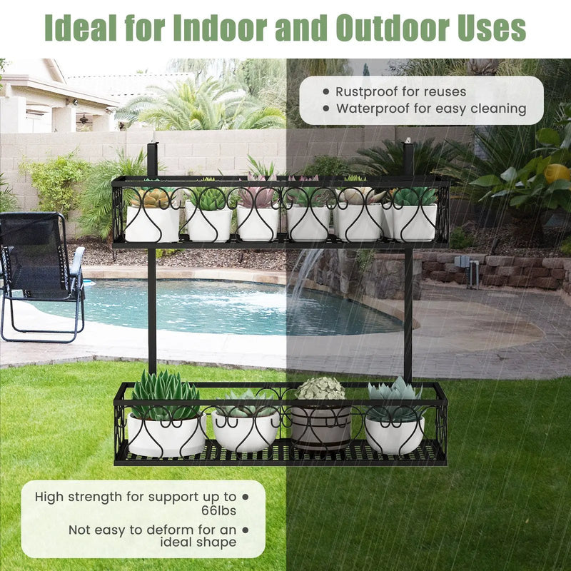 Flower Pot Holder with Adjustable Hooks and 2 Planter Baskets by DirectDeals
