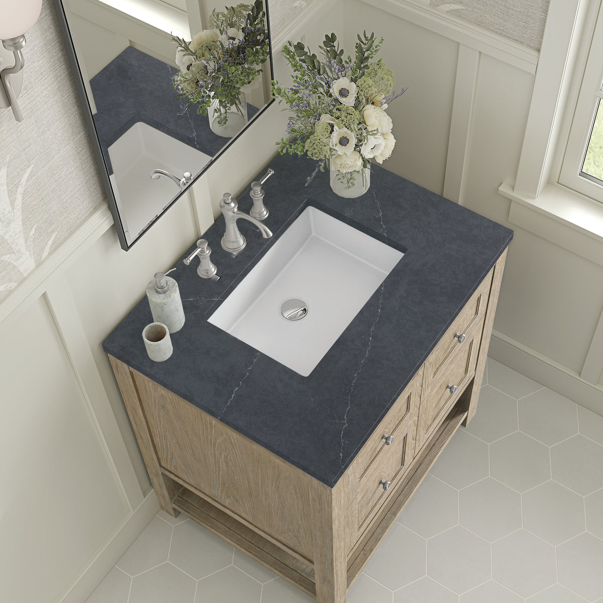 James Martin Breckenridge 30" Single Bathroom Vanity, Whitewashed Oak, view 36