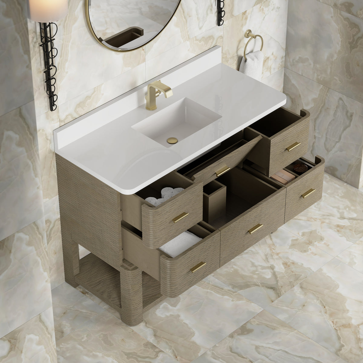 James Martin Lucian 48" Single Bathroom Vanity, Pebble Oak, view 26