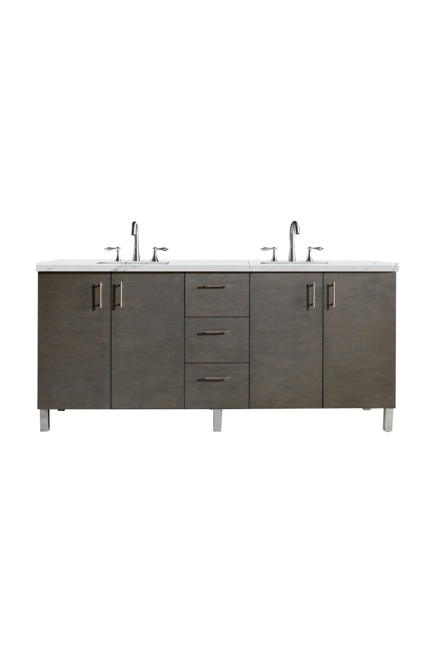 James Martin Metropolitan 72" Dual Mount Double Bathroom Vanity, Silver Oak by James Martin