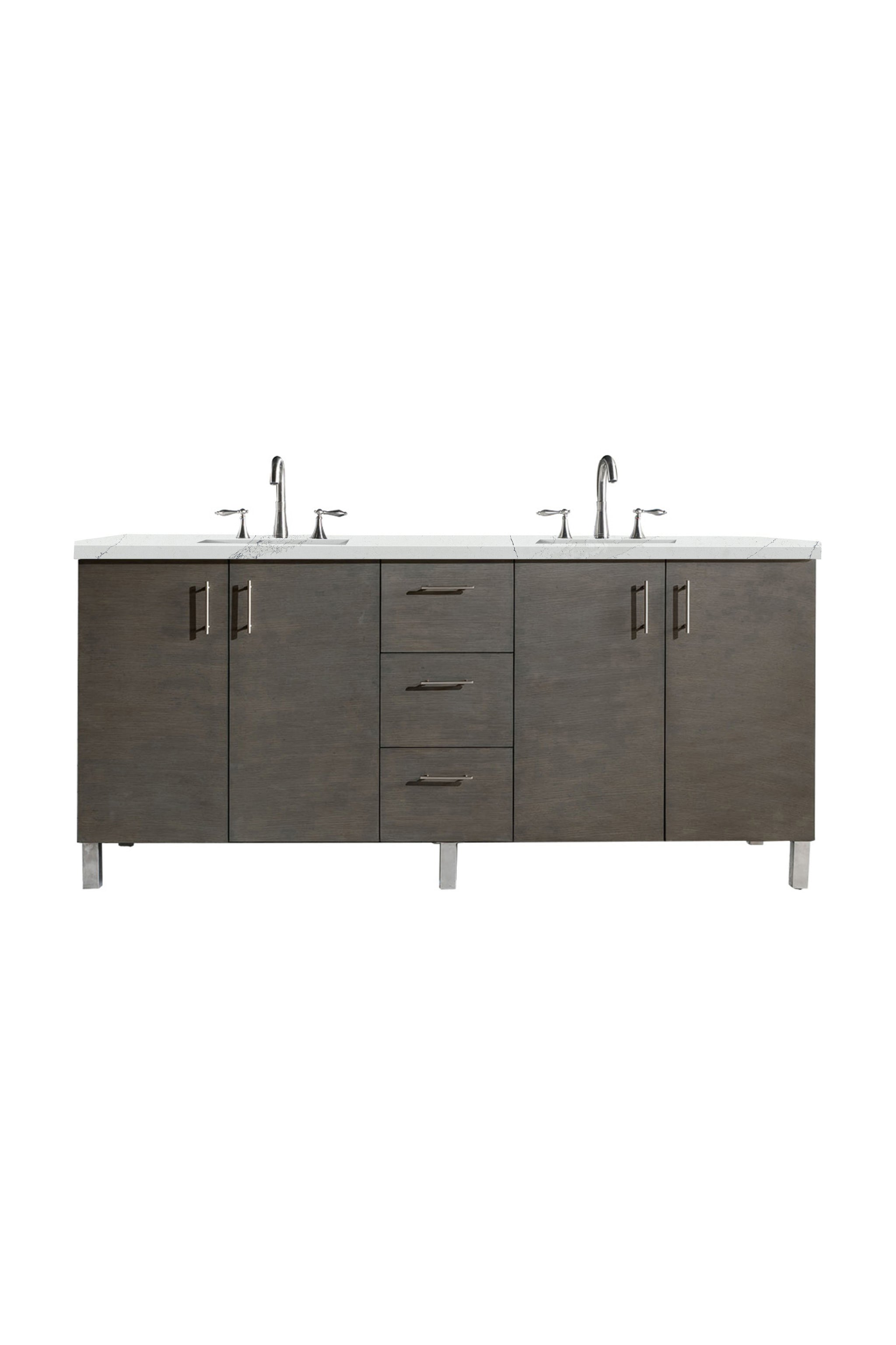 James Martin Metropolitan 72" Dual Mount Double Bathroom Vanity, Silver Oak by James Martin