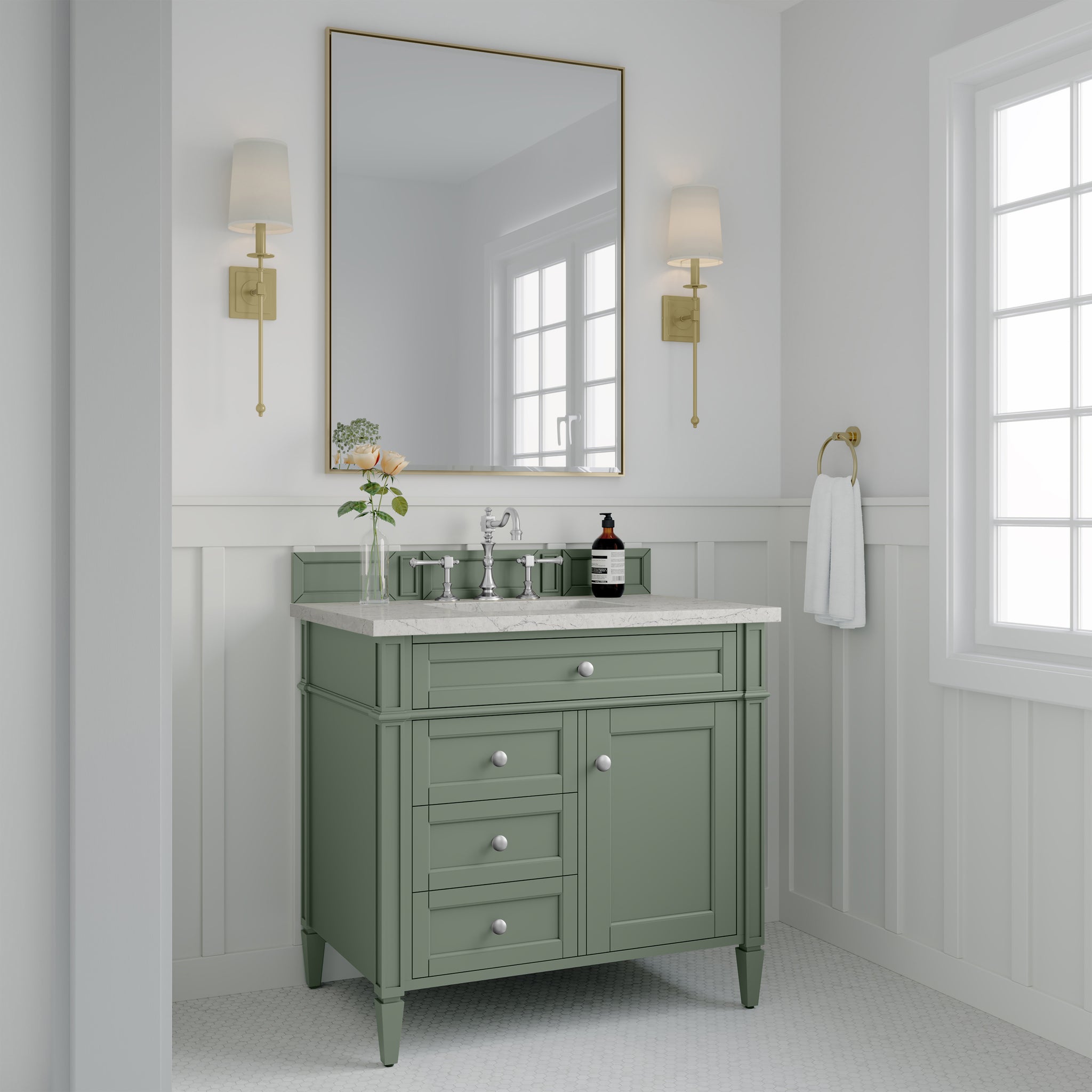 James Martin Brittany 36" Single Bathroom Vanity, Smokey Celadon by James Martin