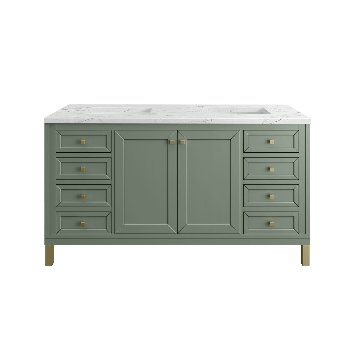 James Martin Chicago 60" Double Bathroom Vanity, Smokey Celadon, view 38