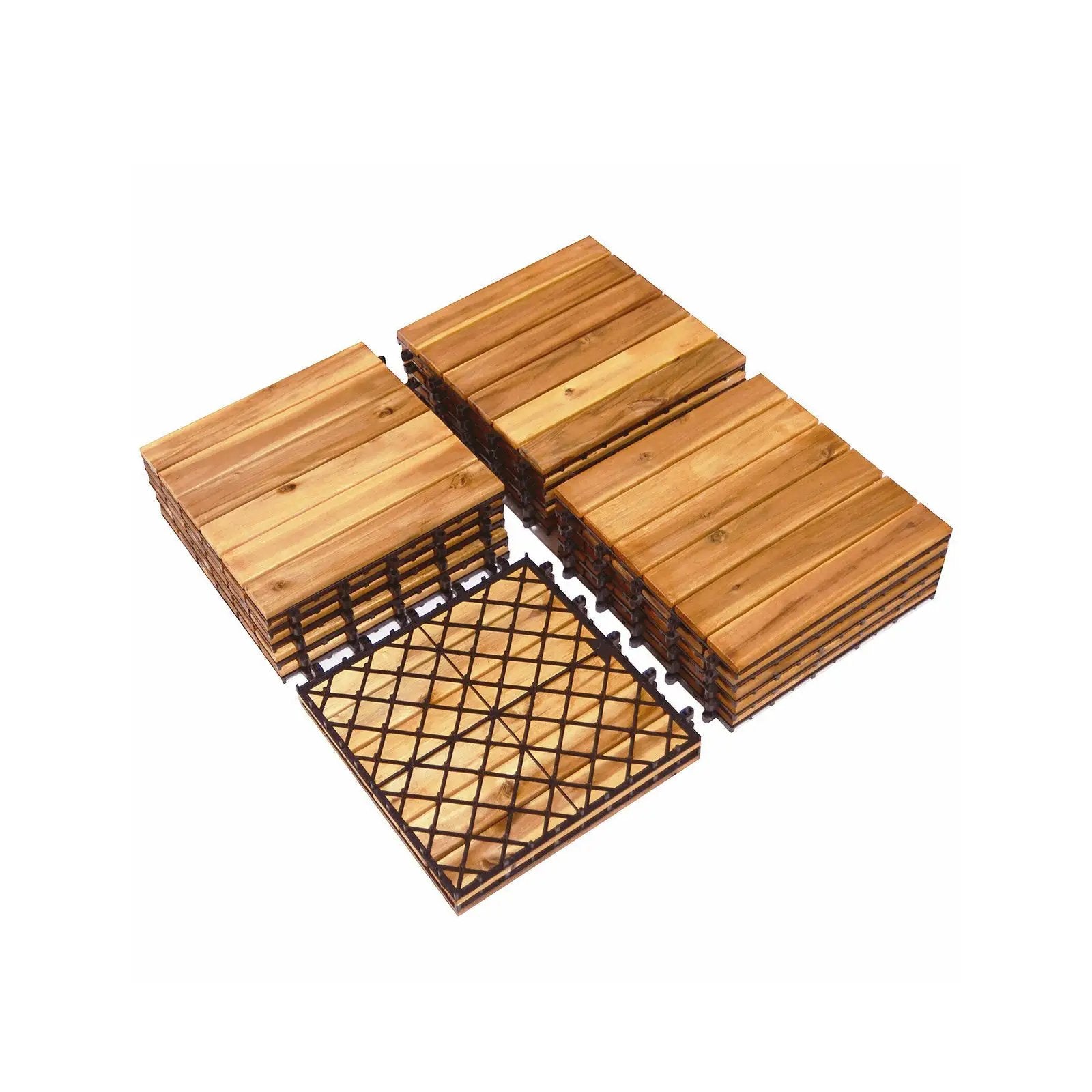 27 Pieces Acacia Wood Interlocking Patio Deck Tile by DirectDeals