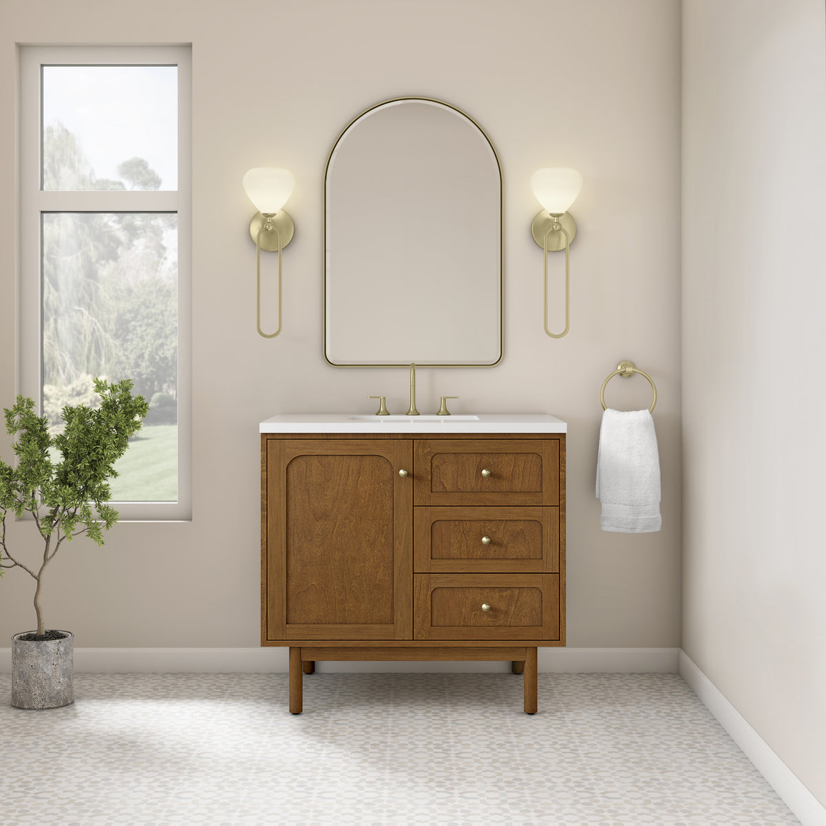 James Martin Laurent 36" Dual Mount Single Bathroom Vanity, Honey Oak, view 38
