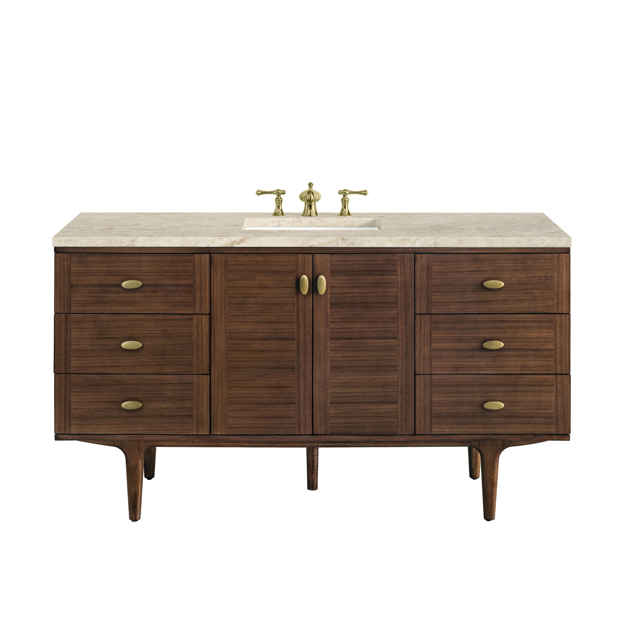 James Martin Amberly 60" Dual Mount Single Bathroom Vanity, Mid-Century Walnut by James Martin