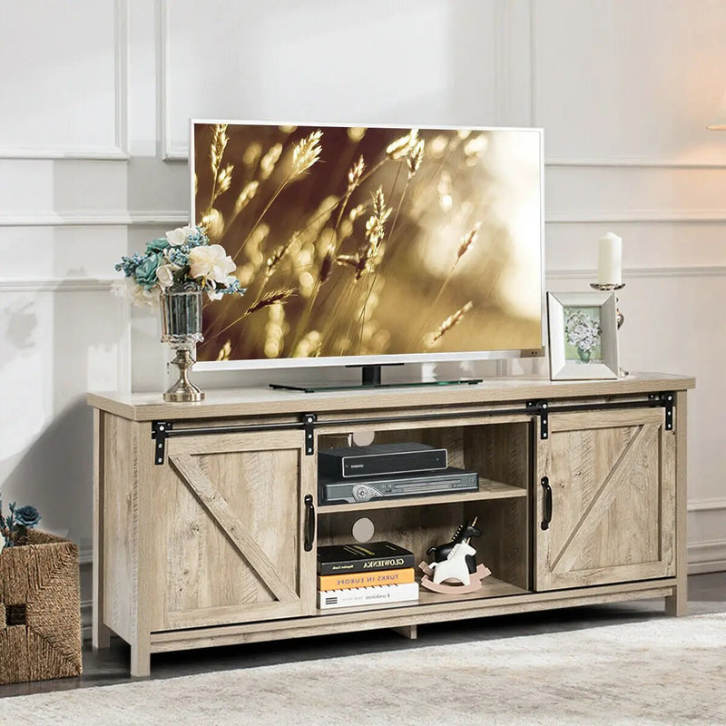 TV Stand Media Center Console Cabinet with Sliding Barn Door by DirectDeals