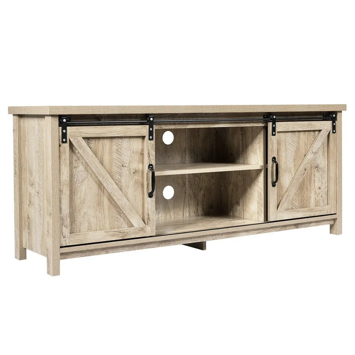 TV Stand Media Center Console Cabinet with Sliding Barn Door by DirectDeals