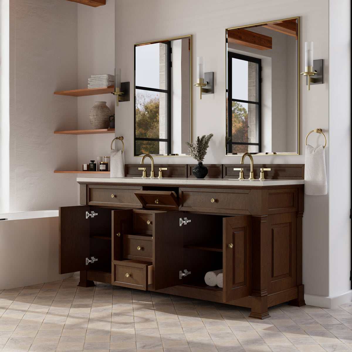 James Martin Brookfield 72" Double Bathroom Vanity, Honey Oak, view 36