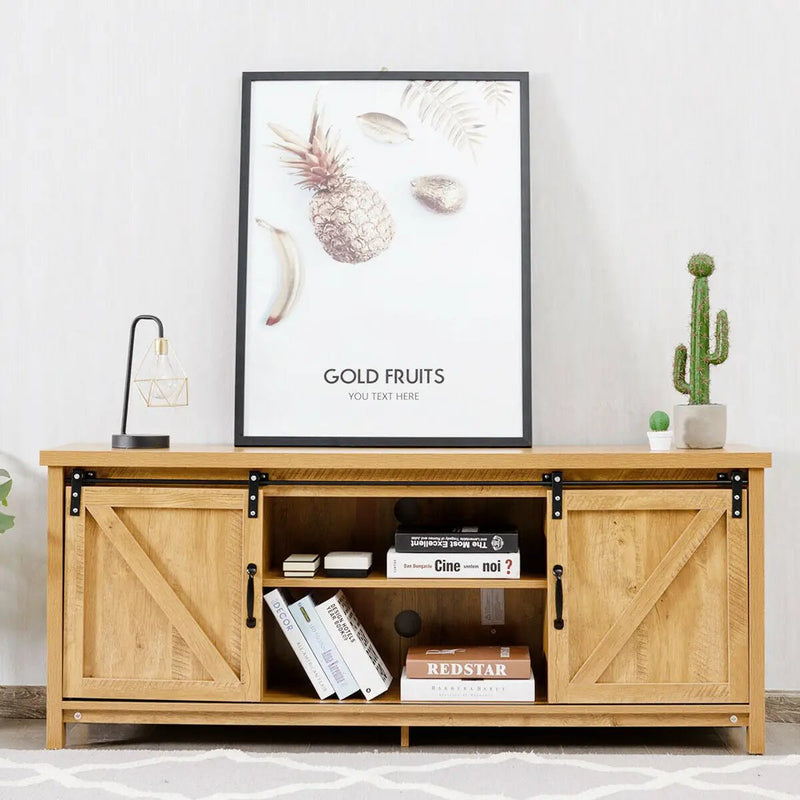 TV Stand Media Center Console Cabinet with Sliding Barn Door by DirectDeals