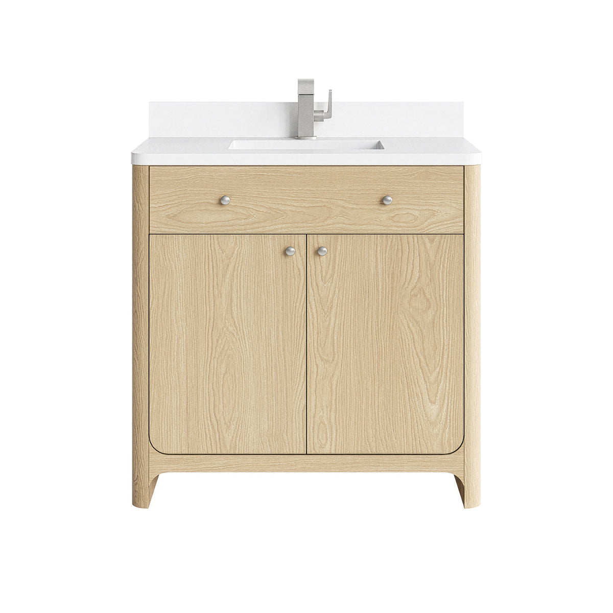 James Martin Gracyn 36" Single Bathroom Vanity, Coastal Driftwood with White Zeus countertop