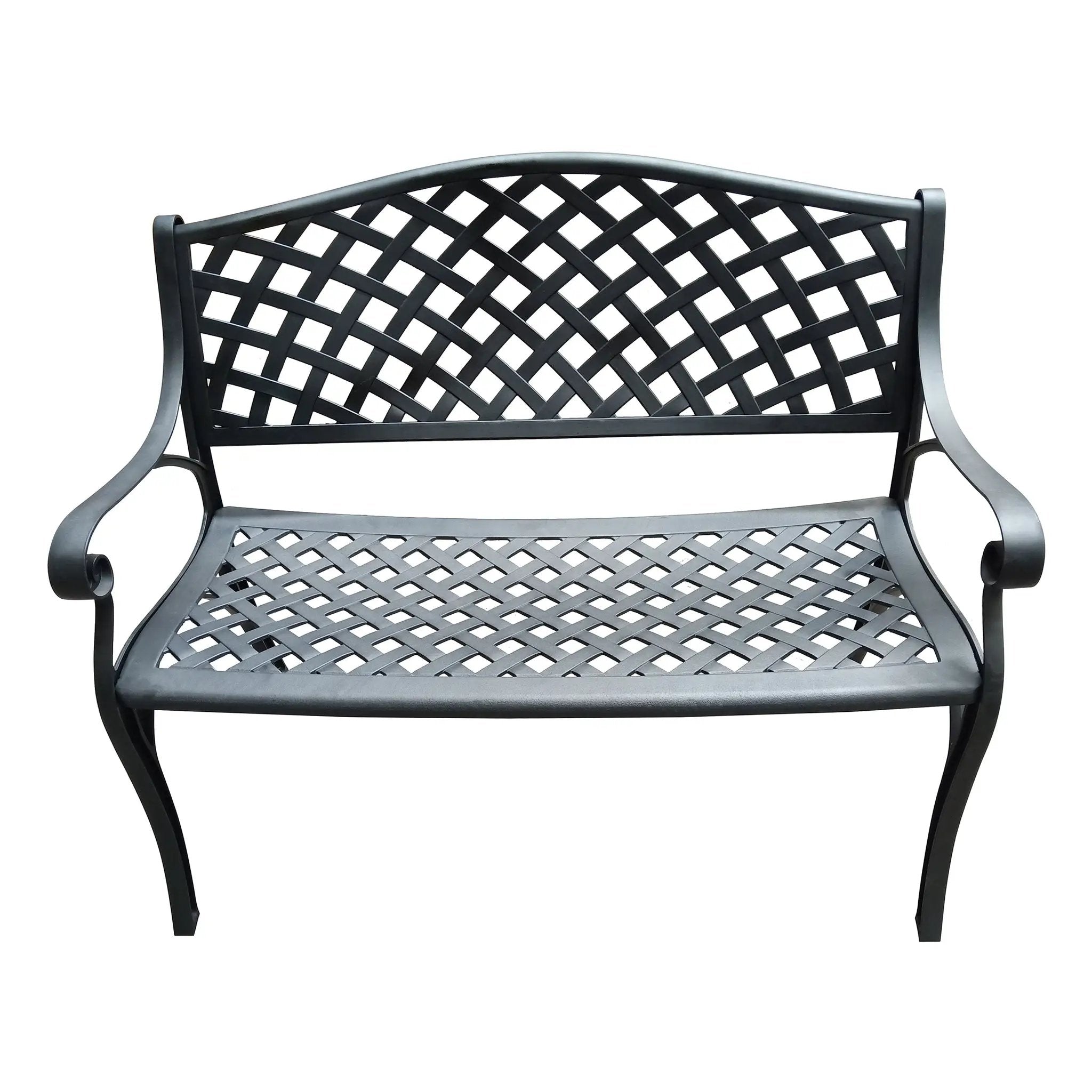 Outdoor Aluminum Modern 40-in Black Patio Bench Loveseat by Sharicks