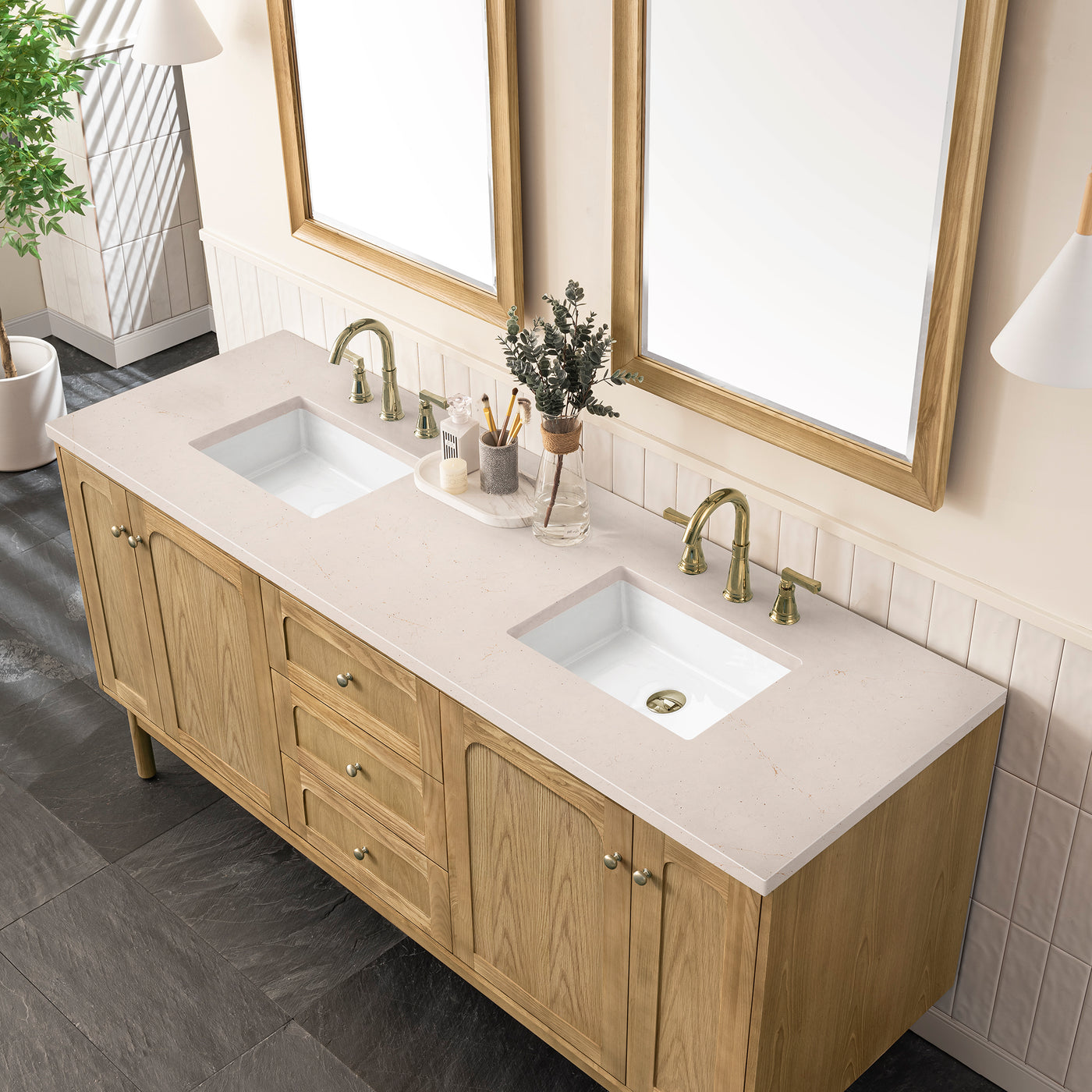 James Martin Laurent 72" Dual Mount Double Bathroom Vanity, Light Natural Oak, view 27