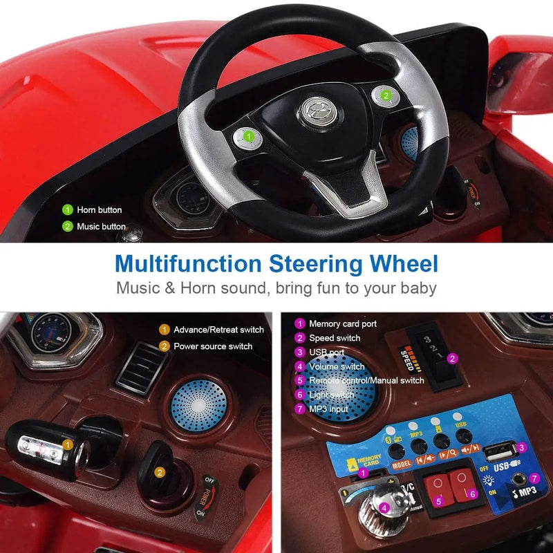 6V Kids Remote Control Battery Powered LED Lights Riding Car-Red by DirectDeals