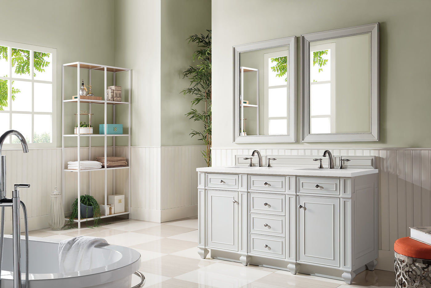 James Martin Bristol 60" Double Bathroom Vanity, Bright White by James Martin