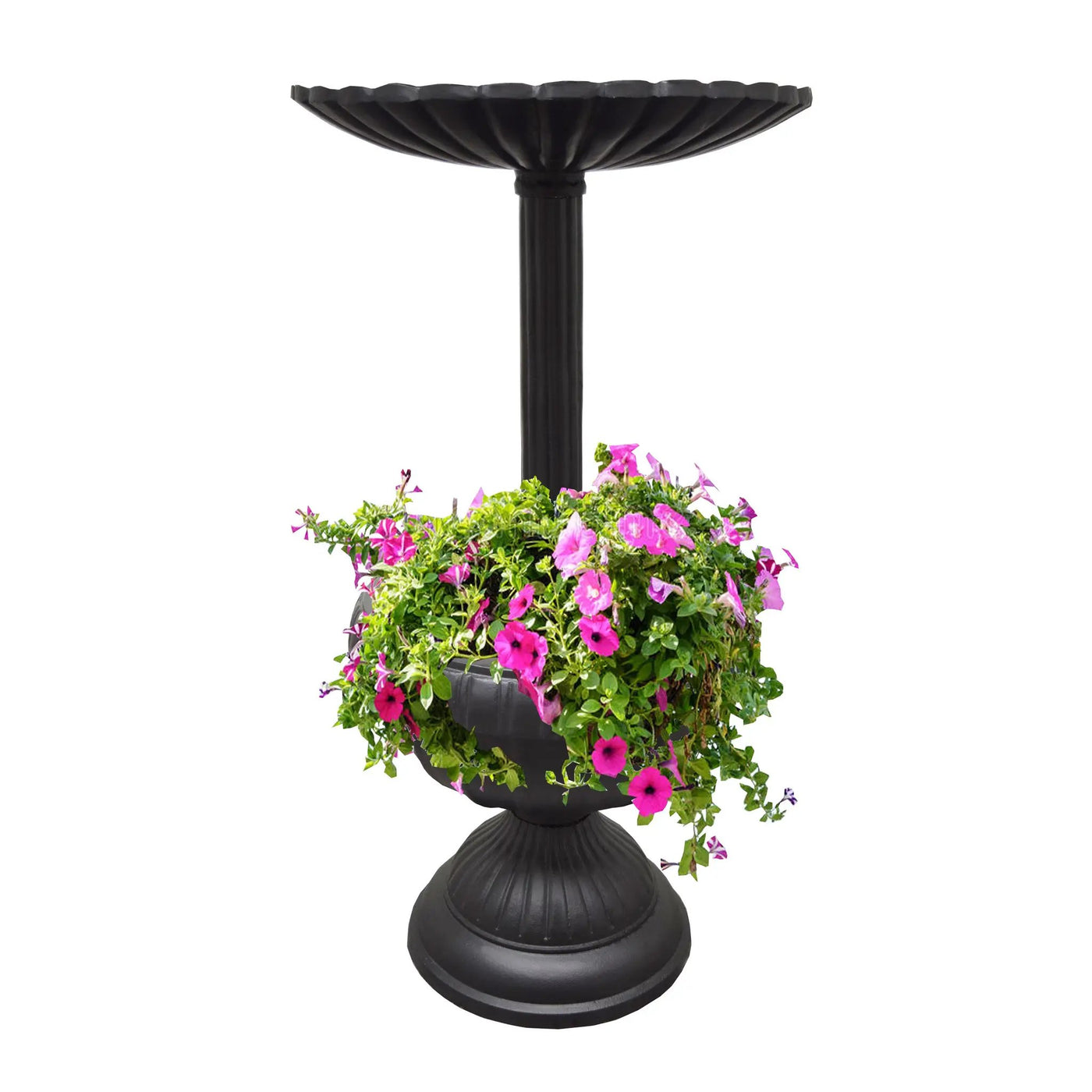 Ornate Round Cast Aluminum Metal 35-in Bird Bath Planter Vase Combo by Sharicks