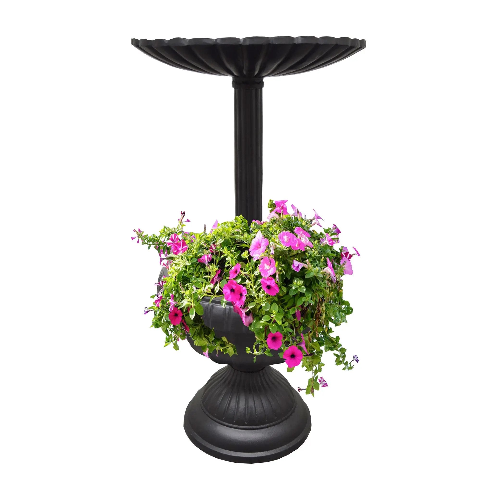 Ornate Round Cast Aluminum Metal 35-in Bird Bath Planter Vase Combo by Sharicks