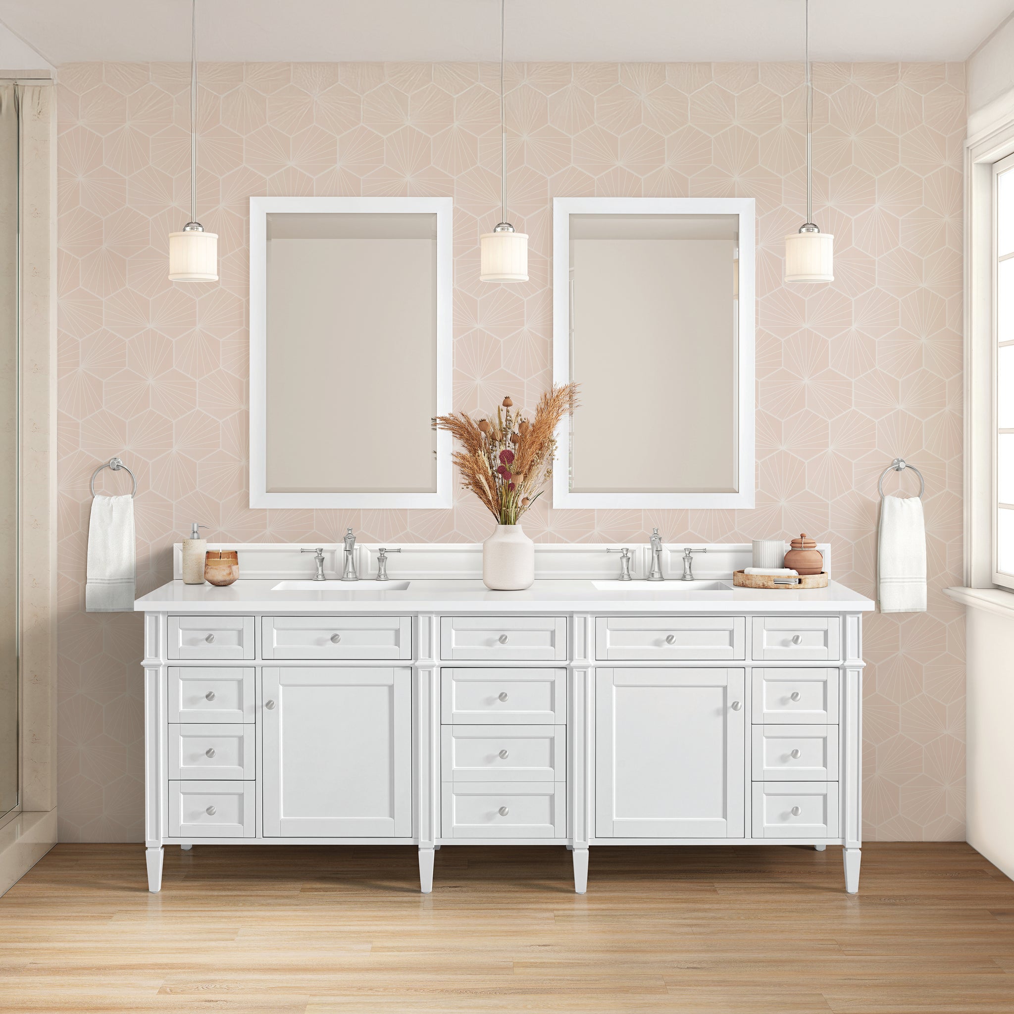James Martin Brittany 84" Double Bathroom Vanity, Bright White by James Martin