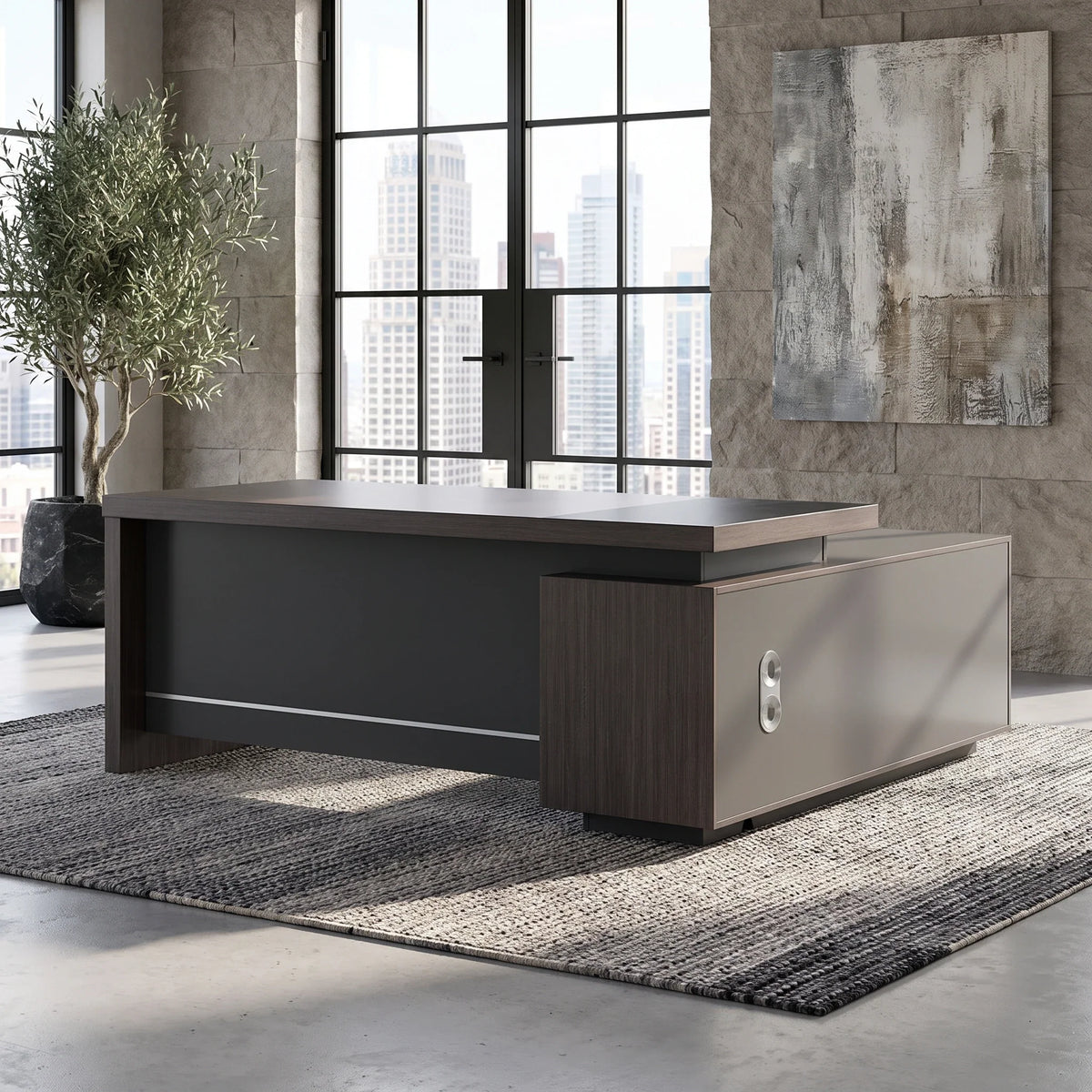 Hadley · Modern L-Shaped Executive Desk, installed in a room