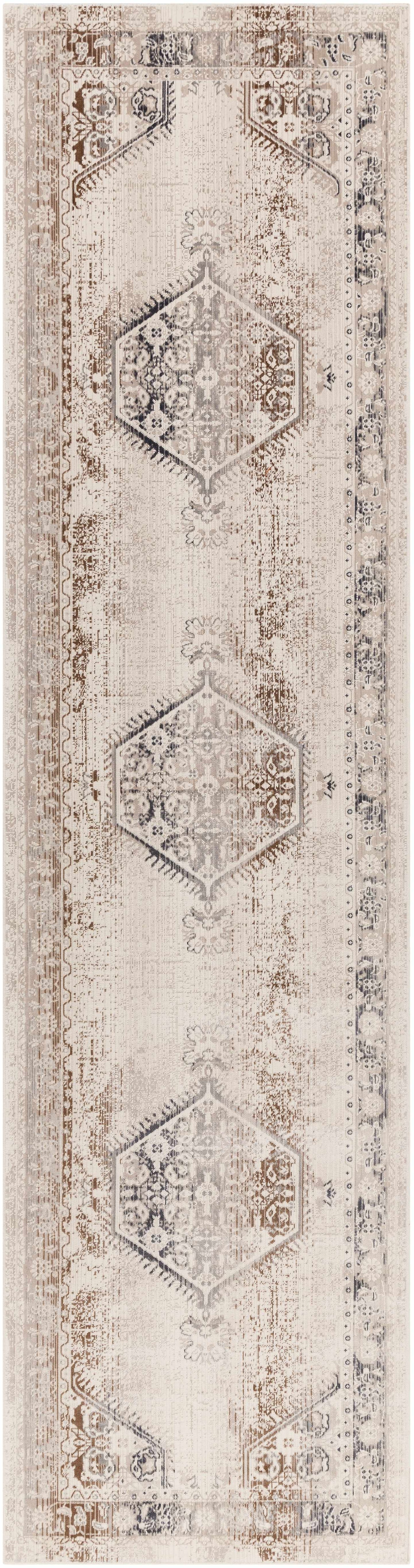 Hainesville White Medallion 10' Runner Rug - Clearance by Boutique Rugs