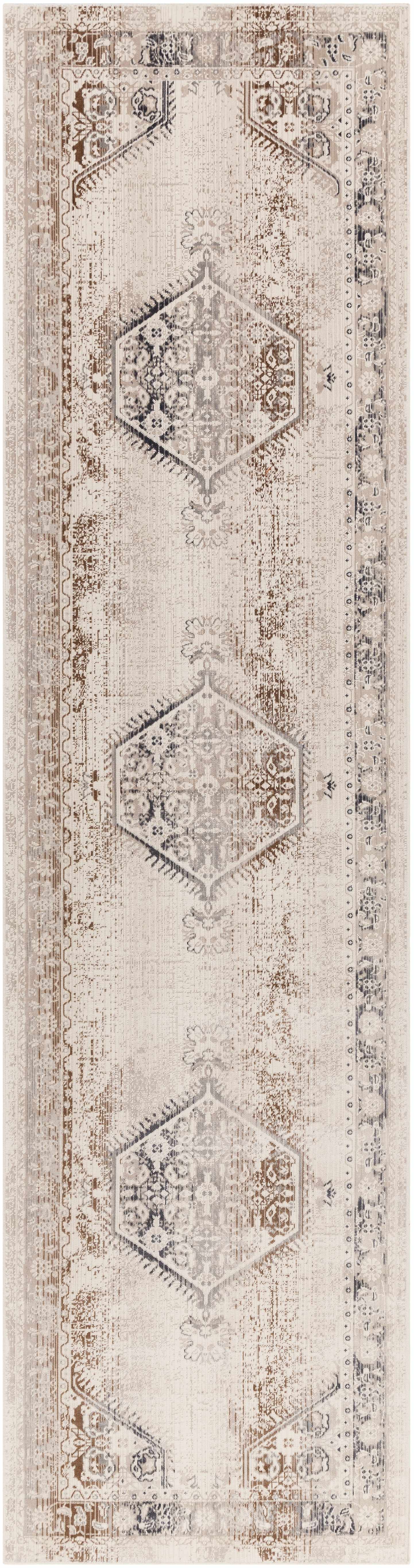 Hainesville White Medallion 10' Runner Rug - Clearance by Boutique Rugs