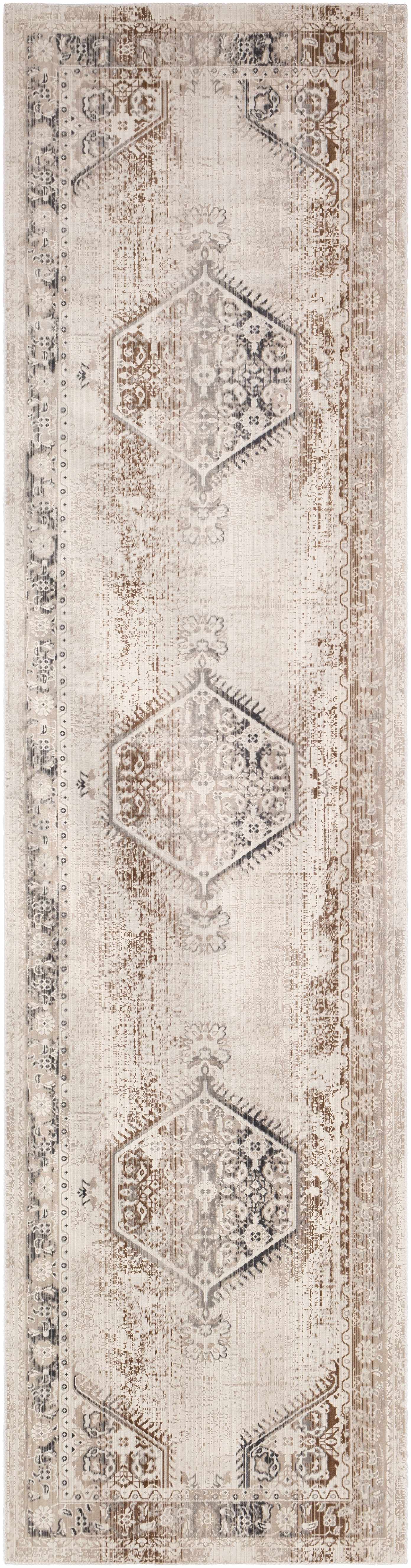 Hainesville White Medallion 10' Runner Rug - Clearance by Boutique Rugs